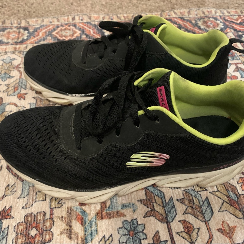 Skechers Black and Lime Sneakers woman's 10